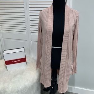 Long pink MATERNITY cardigan with pockets
